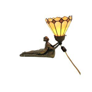 Lamp Laying Lady with Stain Glas Classic Art Deco Vintage Decor